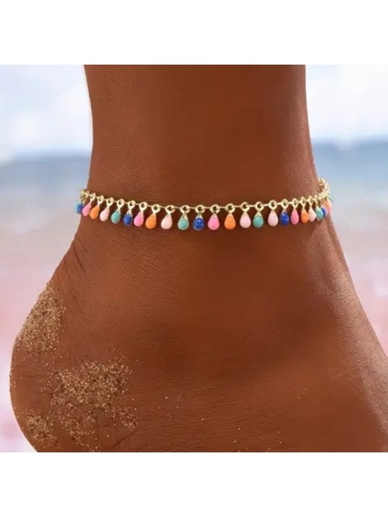 Jewelry - Neon Lights Teardrop Gold Toned Anklet